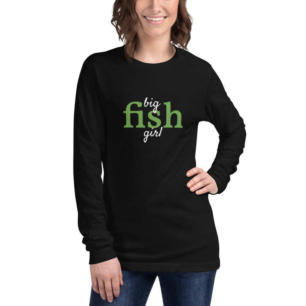 Women's Big Fish Girl Long Sleeve T-Shirt Black / 2XL