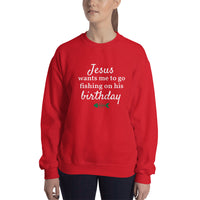 Jesus Wants Me To Go Fishing On His Birthday™ Ugly Christmas Sweater (Unisex)