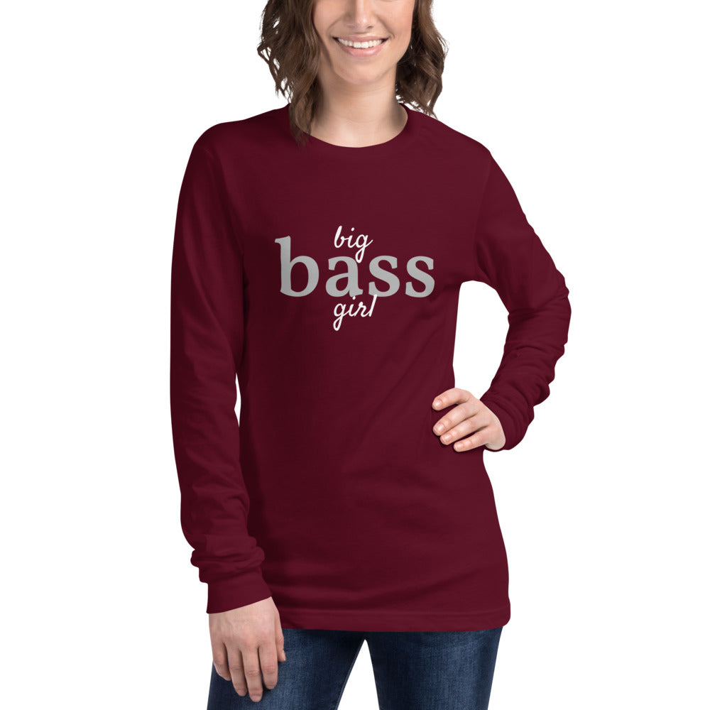 Women's Big Bass Girl Long Sleeve T-Shirt Maroon / S