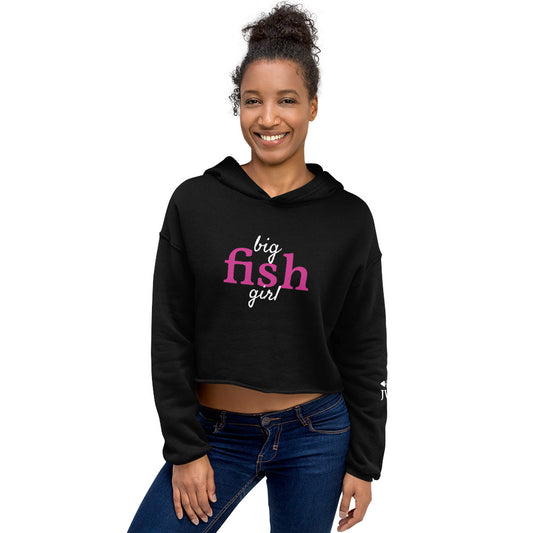Women’s Big Fish Girl™  Hoodie Crop With Fishbone Skeleton Sleeve Detail