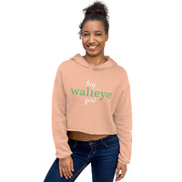 Women’s Big Walleye (Pickerel) Girl™ Hoodie Crop With Fishbone Skeleton Sleeve Detail