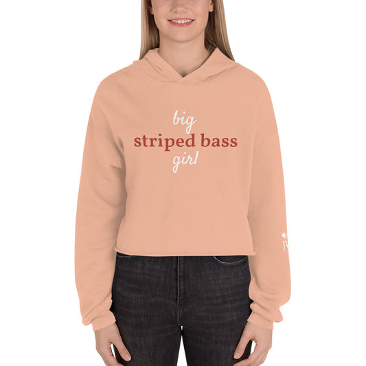 Women’s Big Striped Bass Girl™ Hoodie Crop With Fishbone Skeleton Sleeve Detail